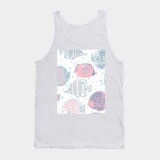 Aquarium Fishes | Pink Blue |Hand drawn Tank Top